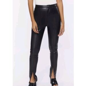 Jason Wu faux vegan leather moto legging pants size small black split seam
